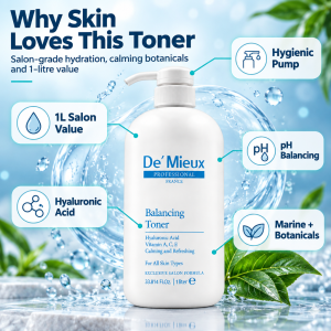 De’ Mieux Professional Rose Water & Balancing Toner 1L + Clarifying Essence 500ml | Salon Formula Skincare Set