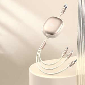 3-in-1 Retractable USB Charging Cable 100W Fast Charging Compatible with USB to C/ Micro USB for iPhone 13/ 14/ 12/ 11/ X Huawei Data Sync At 480Mbps