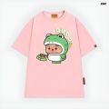 Áo thun unisex tay lỡ in hình Bubu Dudu mặc bộ đồ con ếch xanh vui nhộn cute. 