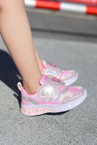 Petit Pes เปอติท ปา รุ่น Little Angel  รองเท้าเด็กเทปแปะ พื้นรองเท้าไฟ LED สีชมพู รหัสPC7-RG9004K