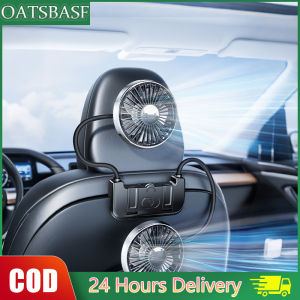 OATSBASF Car Dual Head Hose Usb Fan Rear Cooling Fan 3-speed Adjustable with Hidden Storage Hook for Tesla Model 3/Y