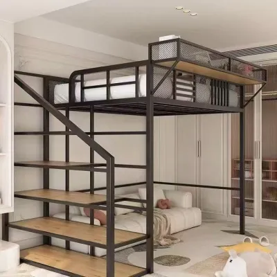 【Customizable sizes】 HDB Bed Frame Double-Deck Loft Iron Combination Bed Storage Bed/Wardrobe Single/Queen/King