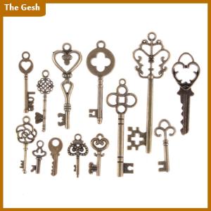 [The Gesh] 13pcs ผสมเครื่องประดับโบราณโบราณดูโครงกระดูกคีย์เสน่ห์จี้