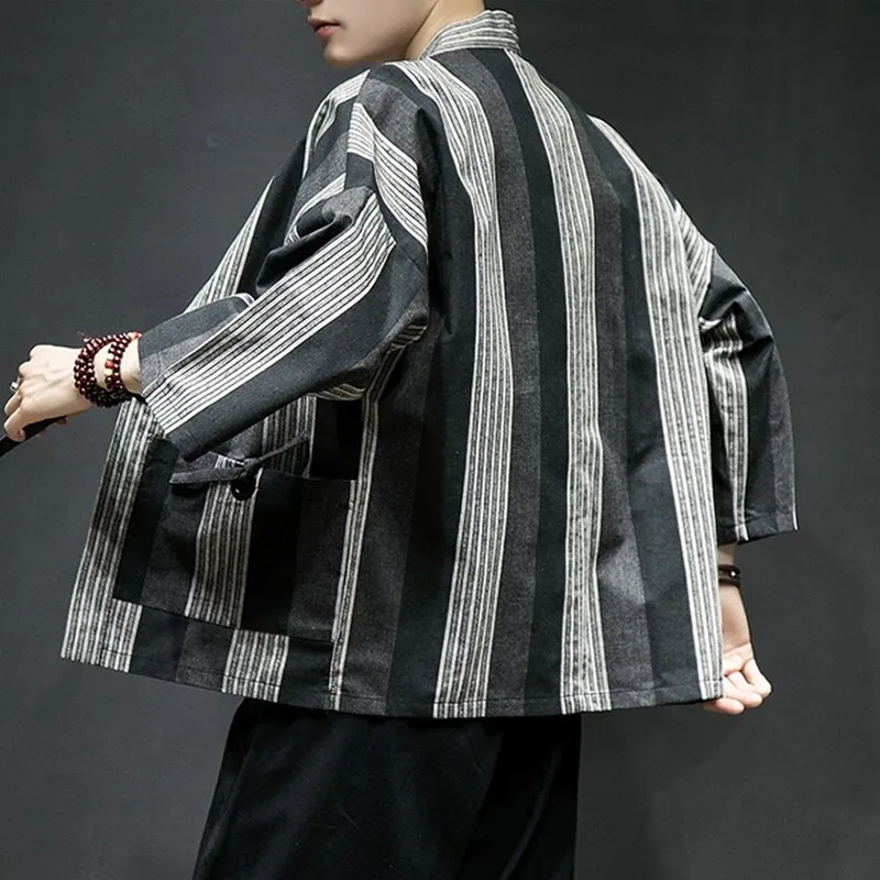Striped Kimono Jacket For Men