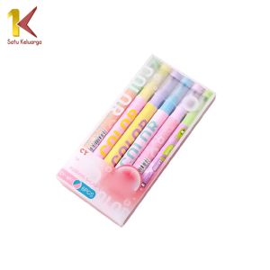 Satu Keluarga Highlighter Pastel 2 Sisi Isi 6pcs 12 Warna A114 Spidol Pen Marker Penanda Teks Set