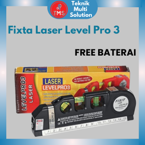 Fixta Laser Level Pro 3 Penggaris Waterpass Meteran Laser 250 Cm Pengukur Jarak Horizontal Vertikal
