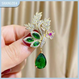 【SHANGZE4】 Tinh Tế Rhinestone Lúa Mì Tai Trâm Cho Phụ Nữ Thời Trang Giọt Nước Trên Lá Hình Dạng Trâm Quần Áo Sườn Xám Phụ Kiện