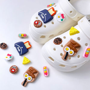 Crocs Jibbitz น่ารัก8ชิ้นหัวเข็มขัดรองเท้าอาหารจำลองถอดได้ตกแต่งรองเท้าสำหรับ Crocs
