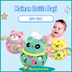 mainan rattle bayi /mainan bola karet lembut kartun