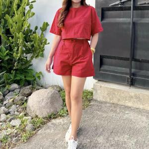 ZEALO Catalina Hanging Semi-Crop Top and Pocket Shorts Terno Coordinates Set Linen