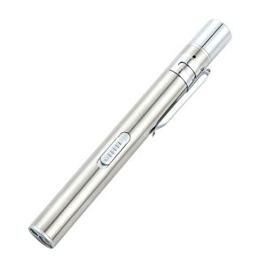 FIGHTINPC Sạc USB Đèn pin y tá Kẹp thép không gỉ Đèn vàng/trắng Bút đèn đôi Tiện lợi Tay cầm thoải mái Đèn pin Thủ tục