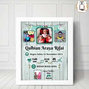 Biodata Kelahiran Bayi Murah 20x25 10r Plus BingkaiPutih Cantik Tema Jemuran 02 COD