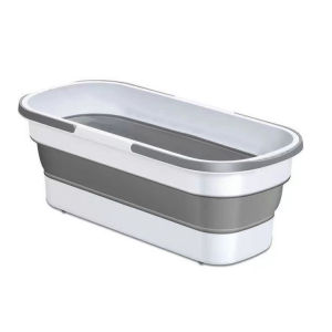 55CM Foldable Mop Bucket - White and Gray - Foldable Design - Water Resistant - Easy to Store - Suitable for Cleaning Tasks