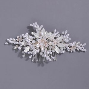 Delicate Floral Wedding Comb Bridal Hair Piece Handmade Silver Color Women Prom Hair Jewelry