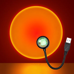 [Timmo House]USB Sunset Projector Lamp TikTok Atmosphere Lamp Romantic LED Night Light For Bedroom Coffee Store Live Wall Decoration Light Portable Mood Light For Living Room Wall Photography