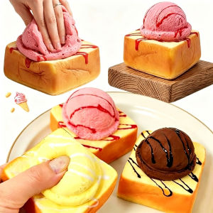 1pc Simulated Toast Toast Ice Cream Squishy Bread Slow Rebound Squeeze Fidget Toy Soft Stress Anxiety Relief Sensory Toy Party Gift