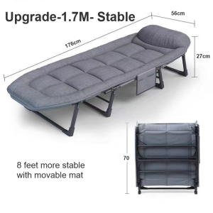 Folding Bed With Foam Single Bed Heavy Duty Sofa Bed Folding Chair Portable Bed Adjustable Recliner Lazy Chair for Office Outdoor Camping Foldable Bed Easy to Carry