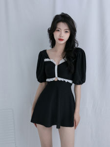 Áo tắm phụ nữ một mảnh với váy Hàn Quốc Đồ bơi gợi cảm phụ nữ Phụ Nữ Tay Ngắn trang phục bơi eo cao thể thao dễ thương thời trang 2024 thiết kế mới beachwear