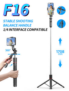 Smartifact F16 Stable Shooting  Tripo Stick Tripod Selfie Stick 1708mm Bluetooth Remote 360°Rotation Compatible IOS/Android/GoPro for Video Vlogging