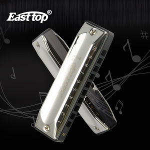 Easttop Harmonica 10 Hole Diatonic Blues Harmonica Mouth Organ with Case T002
