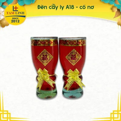 Đèn cầy ly A18 (có nơ) - Cặp đèn cầy ly ɡel đỏ cao 15cm | Đồ Cúng Tâm Linh since 2012