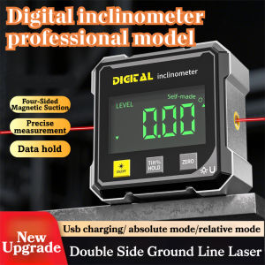 High Precision Digital Gauge Laser Level with Inclinometer & Angle Measurement Tool Slope Finder 360° Magnetic Digital Inclinometer | Dual Laser Level Protractor | 4-Sided Magnetic Precision Angle Finder for Construction & Woodworking