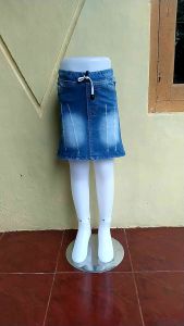Rok Jeans Pendek Anak Perempuan Usia 3-12 Tahun Model Polos Lipat Kode 002