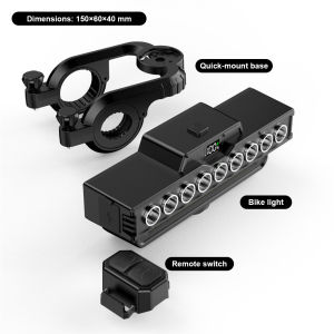 Front Bicycle Light Type C Rechargeable Cycle Headlight With Loud Horn Digital Battery Indicator 9 LED 21 SMD Dual Beam Anti Glare Waterproof Bike Accessories Black