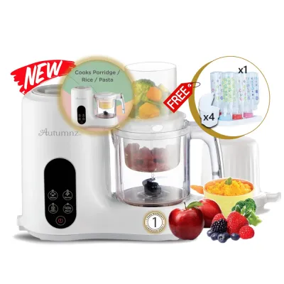 Autumnz Double Tier Multifunctional Baby Food Processor | Baby Food Processor (FREE Food Storage Cup) Cook Porridge Rice Pasta