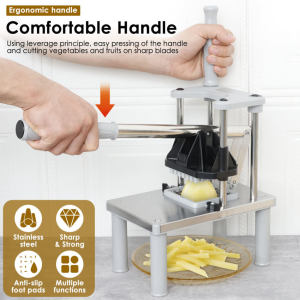 Heavy Duty Vegetable Chopper Stainless Steel Food Dicer & French Fry Cutter For Potato Tomato Onion - Easy Kitchen Slicer