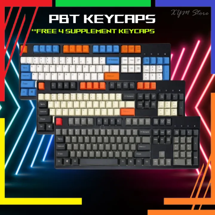PBT Double-shot Keycaps for Mechanical Keyboard 108 keys (Carbon ...