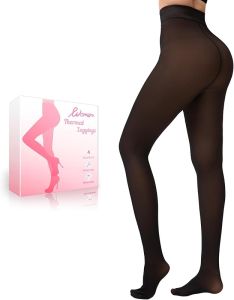 HONGTEYA  Fleece-Lined Tights Women Winter Warm Leggings Pantyhose Fake Translucent Thick Warm Sheer Tights
