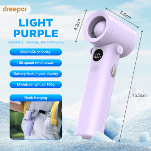 Dreepor Handheld Fan mini Rechargeable Portable fan 120° FoldableAngle LED Display 100-speed Adjustment