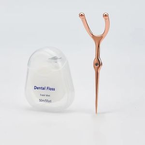 YUNAFIN Tái sử dụng Bộ tăm Thép không gỉ Tay cầm Dụng cụ vệ sinh răng miệng Đơn giản Chỉ nha khoa hình chữ Y Dụng cụ làm sạch răng bằng chỉ nha khoa