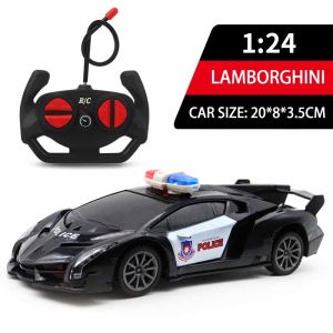 （penghantaran 24 jam）Remote Control Car 1/24 RC Police Car Electric Cop Car Toys for Kids Boys Gifts