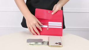 New Trendy Fashion Pu Leather Long Wallet Cardholder For Women Girls (No zipper inside)