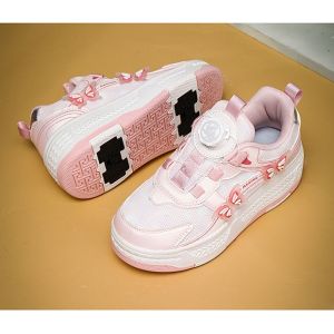Roller Shoes with 4 Wheels Invisible Retractable Heelys for Kids Breathable Mesh Student Skating Sneakers Outdoor Sports Shoes