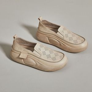 Height increasing shoes thick soled women shoes Thick soled shoes for women soft shoes Round toe cap hollow-out loafers womens shoes Hollow Loafers Round Toe Soft Bottom 2023 New Womens Casual Sports Shoes Slip On Sneakers Fashion Hollow Breathable