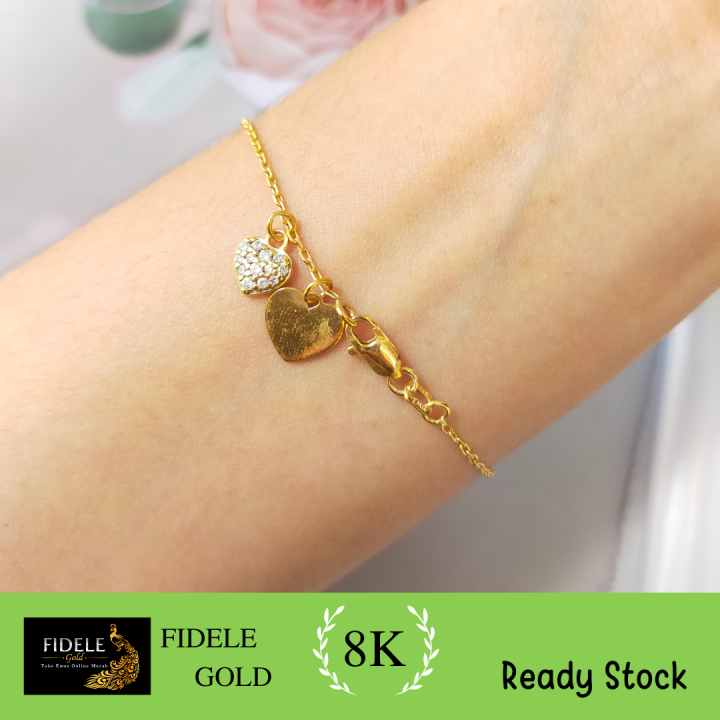 Gelang ringan love permata fashion gelang emas asli gelang cantik