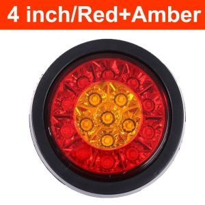 1 Pc - 12-24V 4 Inch Amber+red 16 LED 4 Inch with rubber Fit truck tail light Dual-Color with Rubber Grommet | Heavy-Duty for Trucks Trailers