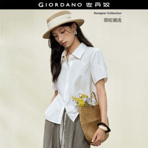 GIORDANO Women Shirt Warm Weather Shirt Non-Elastic Shirt Loose Fit Shirt 18346305