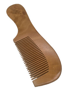 Beard Comb Natural Peach Wood Deluxe with Handle