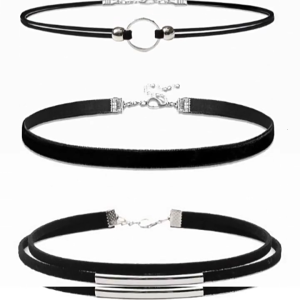 Double Layer Black Fabric Necklace Set Adjustable Lightweight For Sensitive Skin And Stylish Outfits