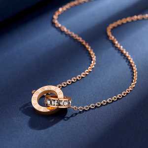 Kalung Titanium Fashion  Wanita Liontin Cincin anti karat anti luntur