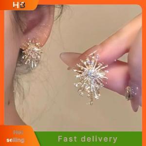 HB Trendy Sparking Snowflake Earring For Women Exquisite Shiny Zircon Imitation Pearl Earring Christmas Party Jewelry Gift