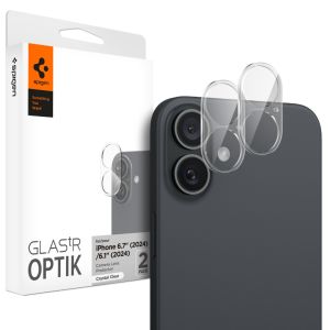 2 Pack Spigen iPhone 16 Plus / iPhone 16 Camera Lens Protector Optic Lens Protector Lens Full Coverage Tempered Glass