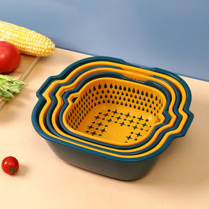 Pro ตะกร้าล้างผลไม้ 2ชั้น 2in1 ตะกร้าล้างผัก Basin for washing vegetables