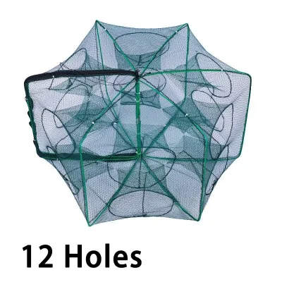 6-16 Hole Folding Fishing Net Portable Fish Cage Polygonal Shrimp Cage Shrimp Crab Catching Tool Umbrella Cage