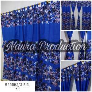 (COD) Gorden Pintu tali bisa Jendela Motif MANOHARA BIRU v3