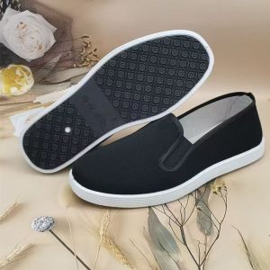[Free Shipping] MenS Casual Walking Shoes Black Canvas Shoes Non-Slip Durable Comfortable Suitable For Home Work And Kitchen Use